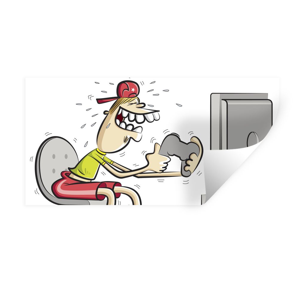MuchoWow Wandtattoo Wandsticker Wandaufkleber Gamer - Fernsehen - Konsole 40x20 cm Selbstklebend und Repositionierbar - Aufkleber