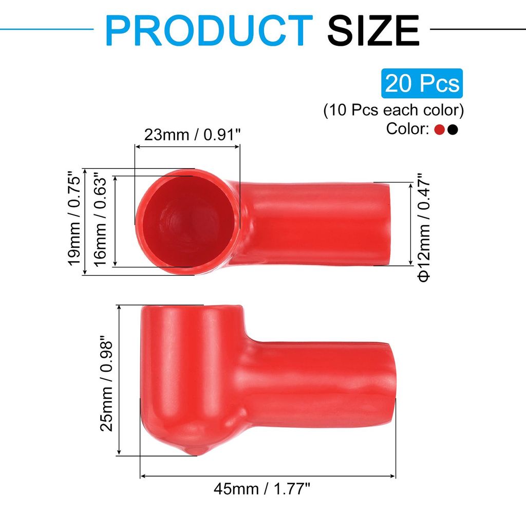 Batterieklemmenabdeckung, 20 Stš¹ck PVC Batterie Polabdeckung Positiv Negativ Batteriepol Abdeckungen Battery Terminal Covers L12-16-45mm fš¹r ...