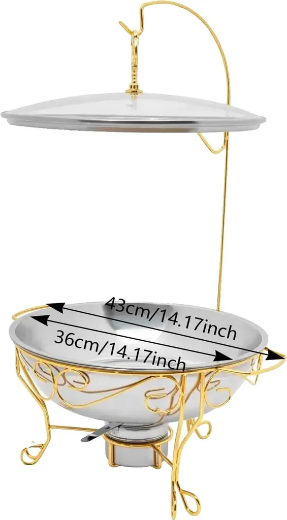 Chafing Dish Oro 6L Acciaio Inox Professionale per Buffet e Catering