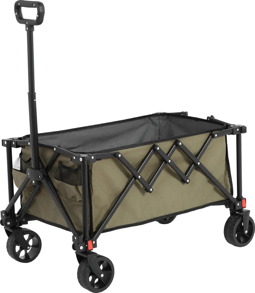 Chariot de Plage et Camping Pliable Vert pour Matériel de Sport