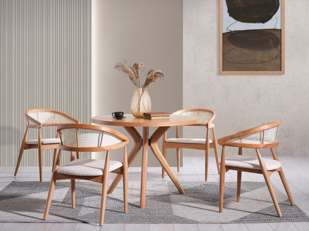 Skye Decor, Vegas - Natural, Esstisch, Natürlich, 100 % BUCHENHOLZ, 100 x 100 x 75 cm