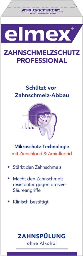 A product shot of a box for Elmex toothpaste, showing branding and product information.