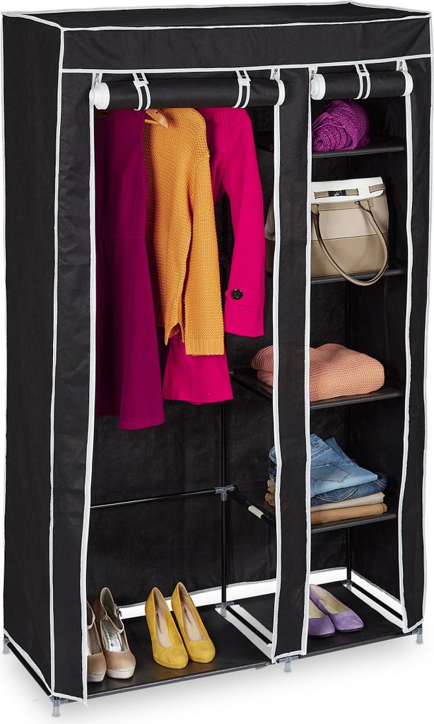 relaxdays Großer Stoffschrank mit Kleiderstange Produktbild 