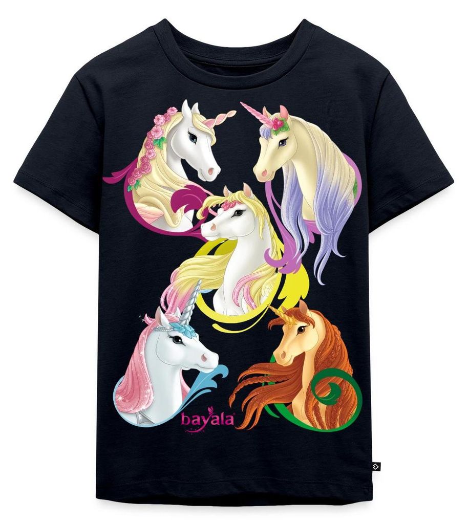 Spreadshirt Schleich Bayala Einhörner und Pegasuspferde Kinder Premium T-Shirt, 122/128 (6 Jahre), Navy