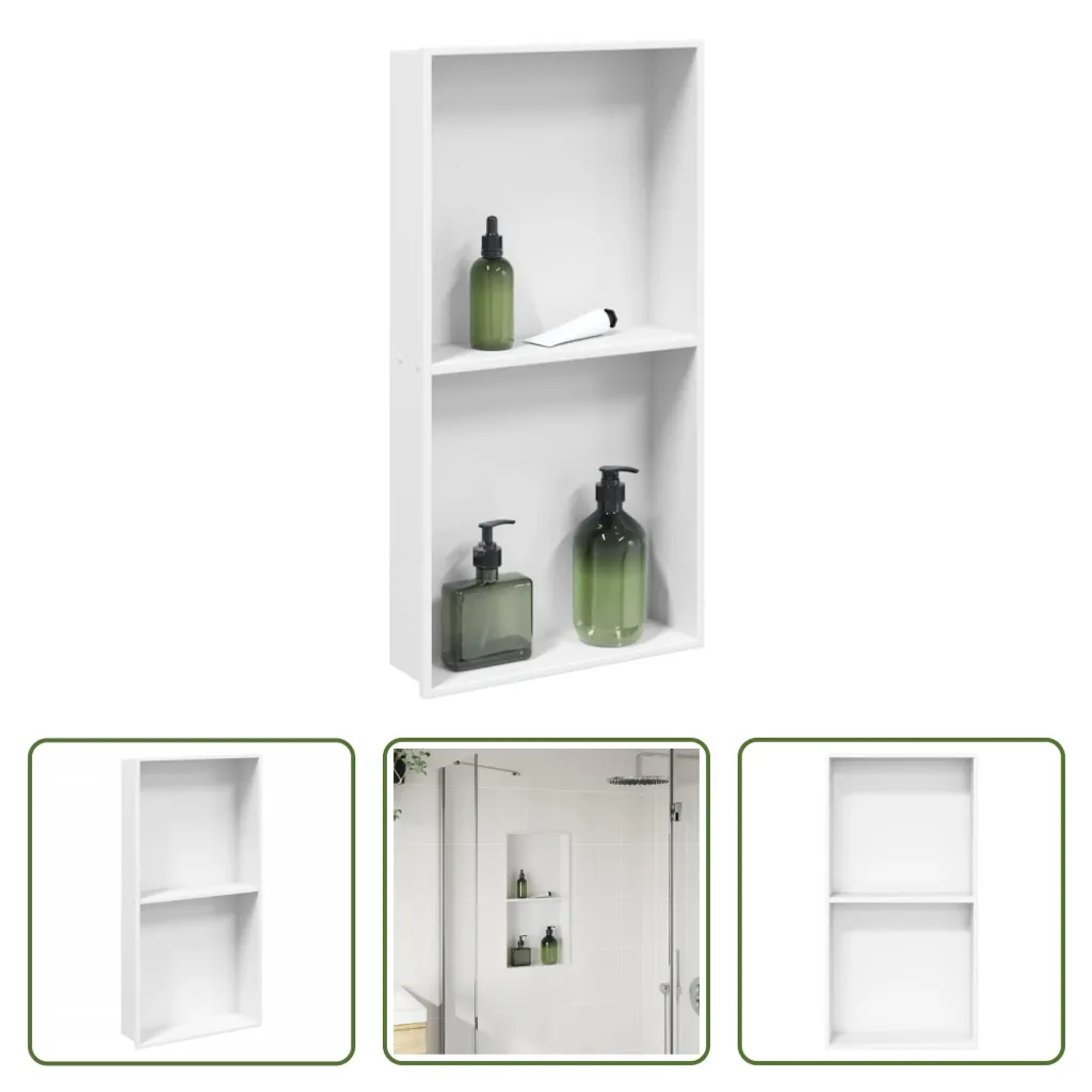 The Living Store Piatto doccia bianco opaco 32x62x9 cm in acciaio inox
