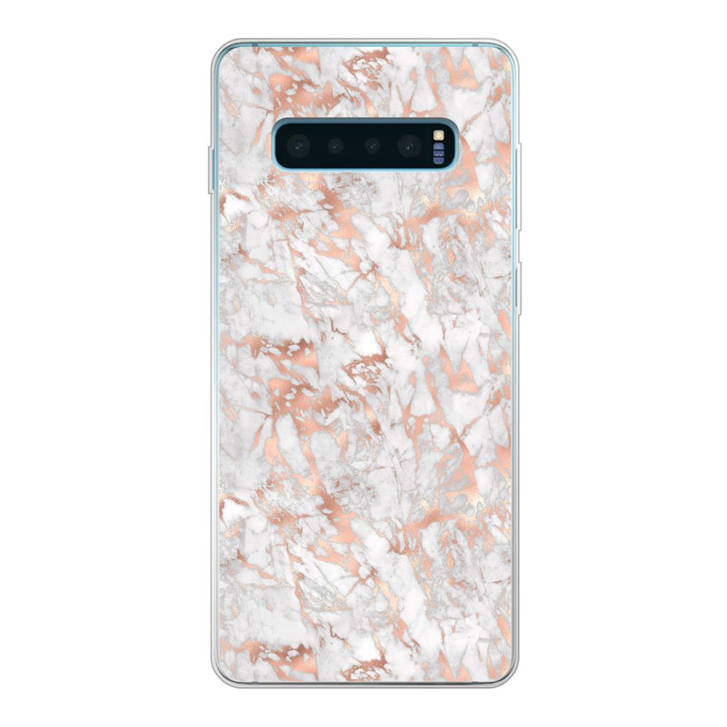MuchoWow Handyhülle Schutzhülle Hülle für Samsung Galaxy S10 Lite Marmor - Roségold - Luxus - Muster Silikon Softcase Handy Hülle - Schutz