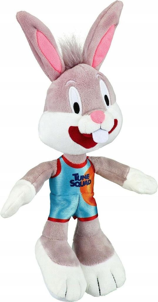 A plush toy of Bugs Bunny from Space Jam is shown against a white background.