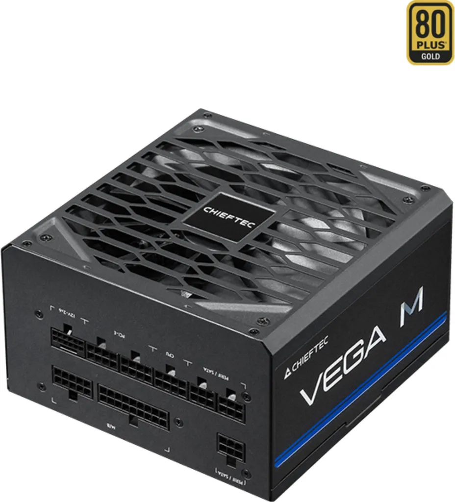 Chieftec Vega M PPG-1000-C Netzteil 1000W Schwarz, 1000 W, 100 - 240 V, 50/60 Hz, 12 A, 100 W, 1000 W