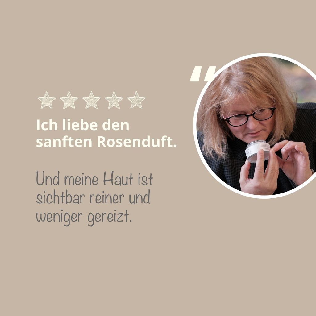 EMIKOCare Gesichtscreme Rose 50ml Pflegende Tag- und Nachtcreme mit Damaszener Rosenblütenwasser, EM-X Gold und EM-X Keramikkugel