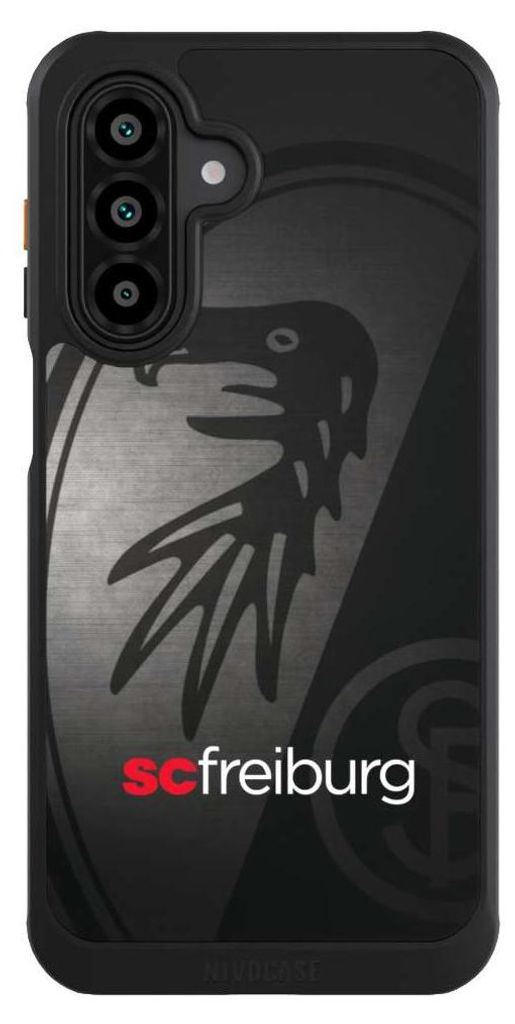 NIVOCASE Hülle für Samsung Galaxy A17 5G Handyhülle NIVOcore Case Schwarz Metallic Look Offizielles Lizenzprodukt SC Freiburg
