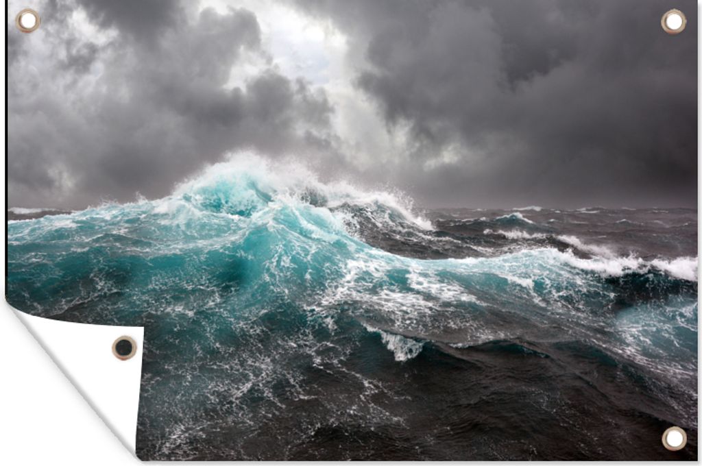 MuchoWow 60x40 cm Outdoor-Poster Gartendeko Sichtschutz Garten Poster für den Garten Ozean - Sturm - Welle