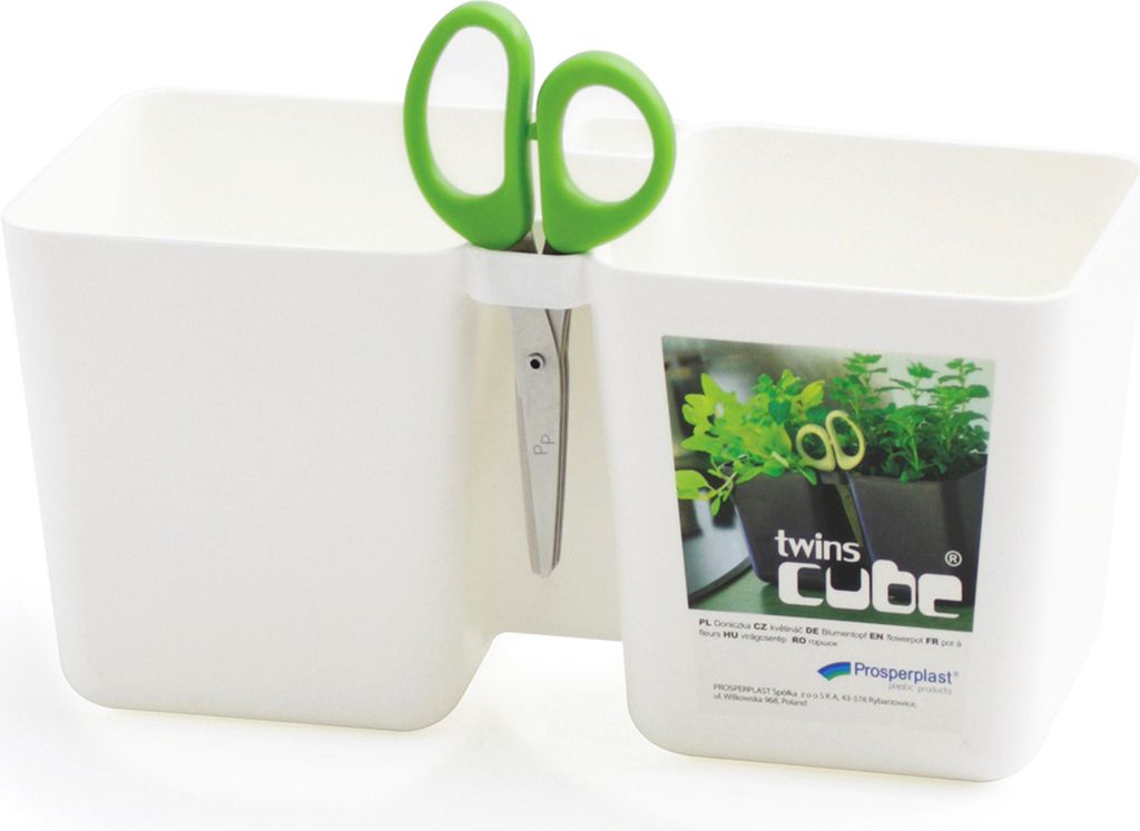 Prosperplast Blumentopf TWINS CUBE Weiß 24,4 cm