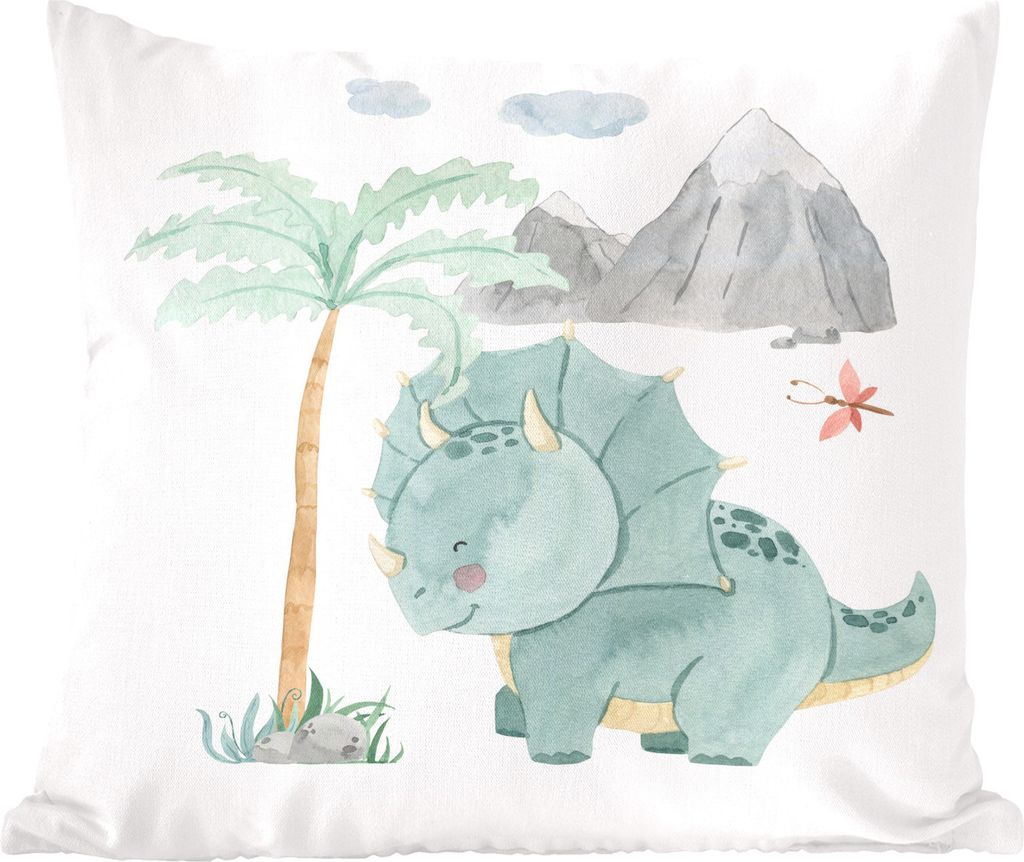 MuchoWow Zierkissen Sofakissen Wohnzimmer Dekokissen 50x50 cm Kinderzimmer - Baum - Dinosaurier - Junge - Mädchen - Kinder - Komfort - Sofakissen