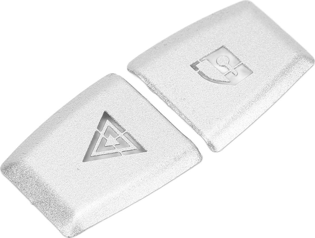 2 Stück Doppel-Blinkschalter-Tasten-Aufkleber, dekorativer Patch, silberfarbene Aluminiumlegierung, Auto-Anpassungen, Ersatz für X3 E83 2006–2010
