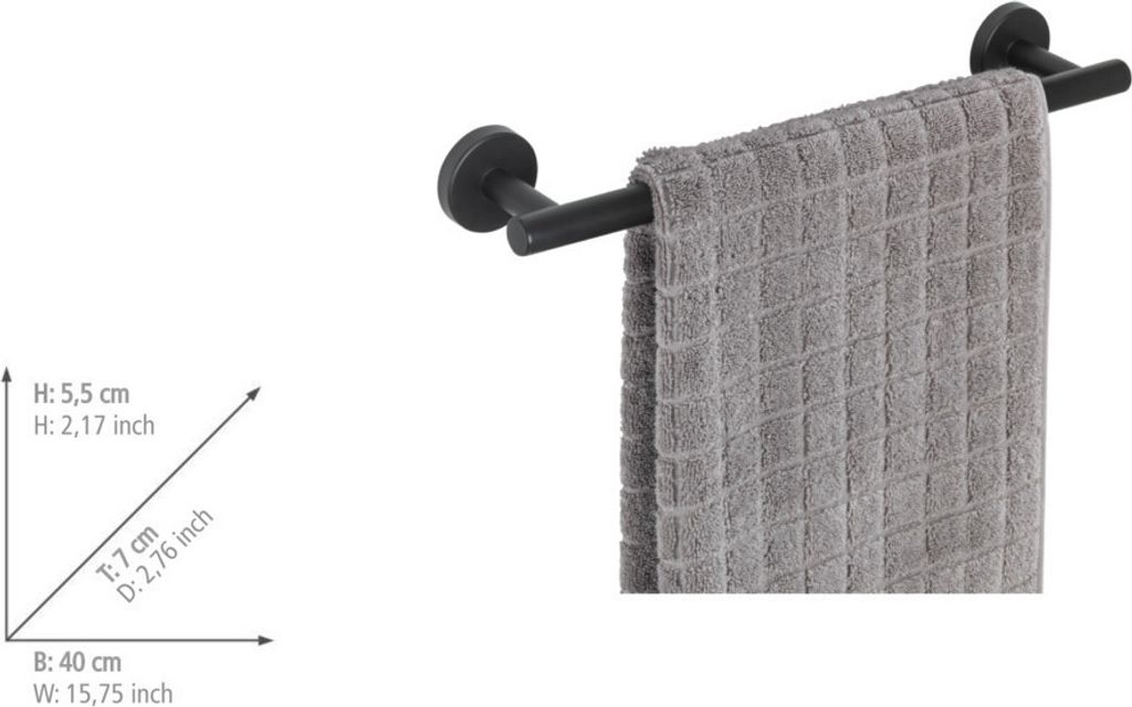 Portasciugamani Doppio Nero Opaco Acciaio Inox SUS304 Bagno e Cucina