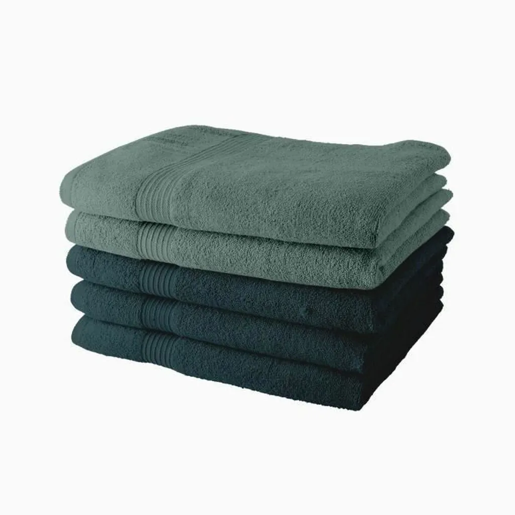 Set di asciugamani Today, 5 pezzi, 100% cotone, blu oceano, verde tenue, 70x130cm