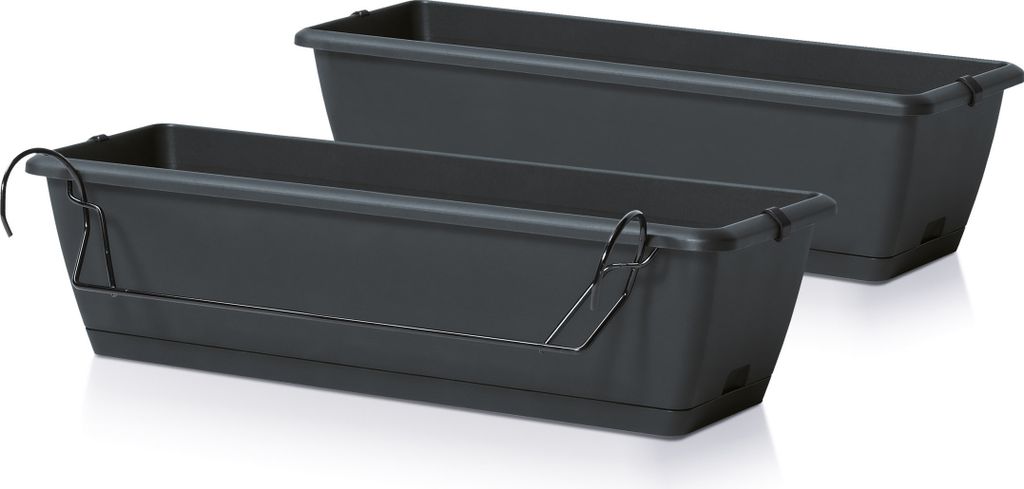 Fioriera per ringhiera del balcone con supporto - 2 pezzi / Immagine del prodotto 