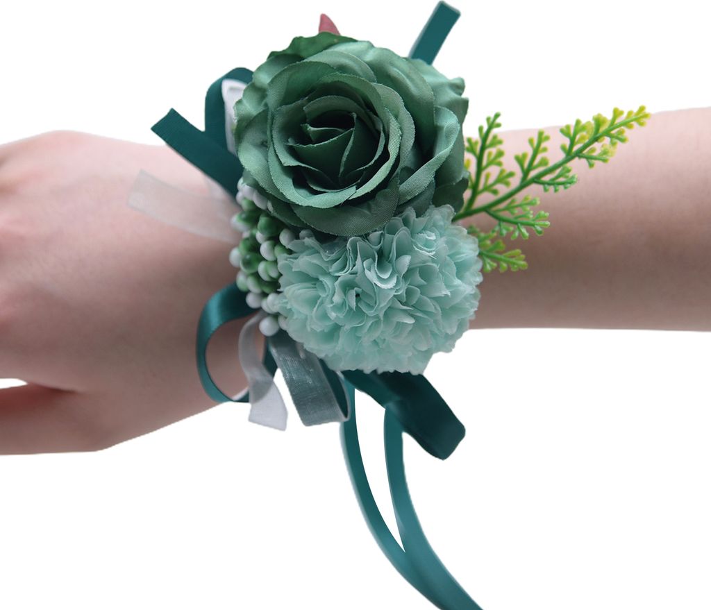 Handgelenkblume nicht verblüffende mehrfarbige Dekoration Eleganter Braut Bräutigam gefälschter Handgelenk Corsage für Party-Atroviren