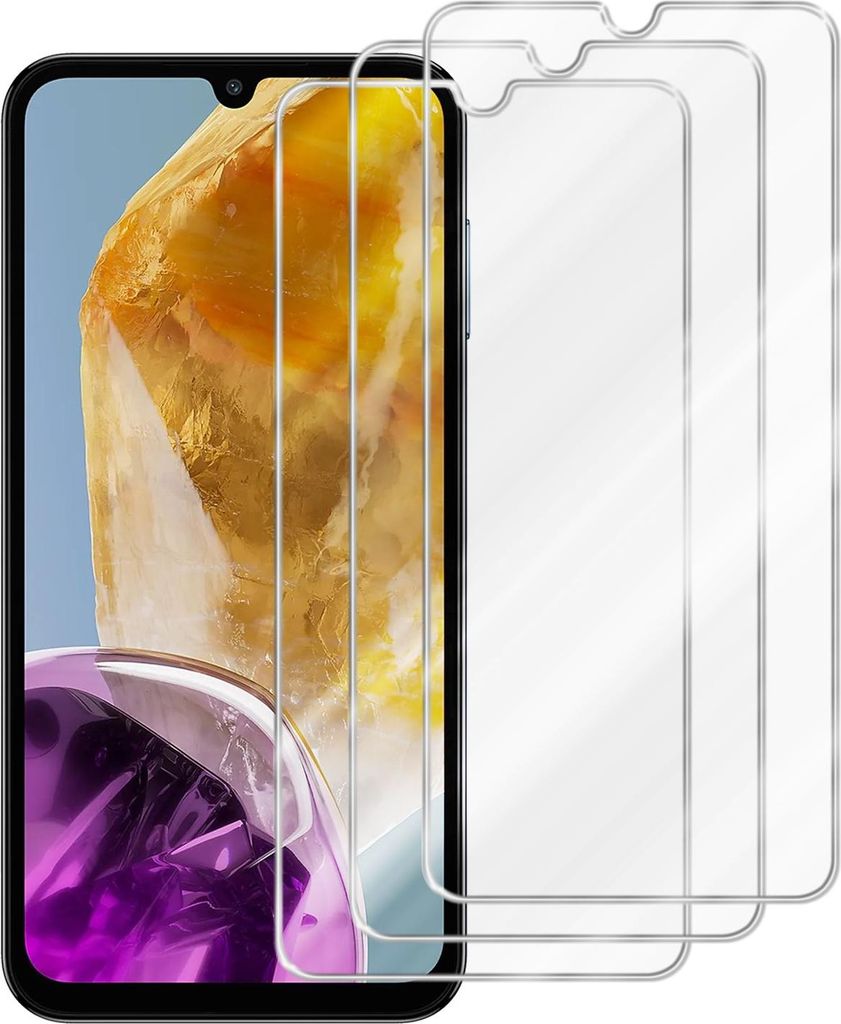 Cadorabo 3x Panzer Schutz Glas für Samsung Galaxy M15 3 Stück Schutzfolie in Ultra-Klar Hüllen freundlich - Gehärtetes (Tempered) Glas Dipslays...