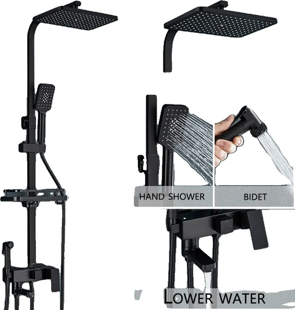 Rubinetto Doccia Incasso Nero 4 Vie Ottone - Estetica Minimalista