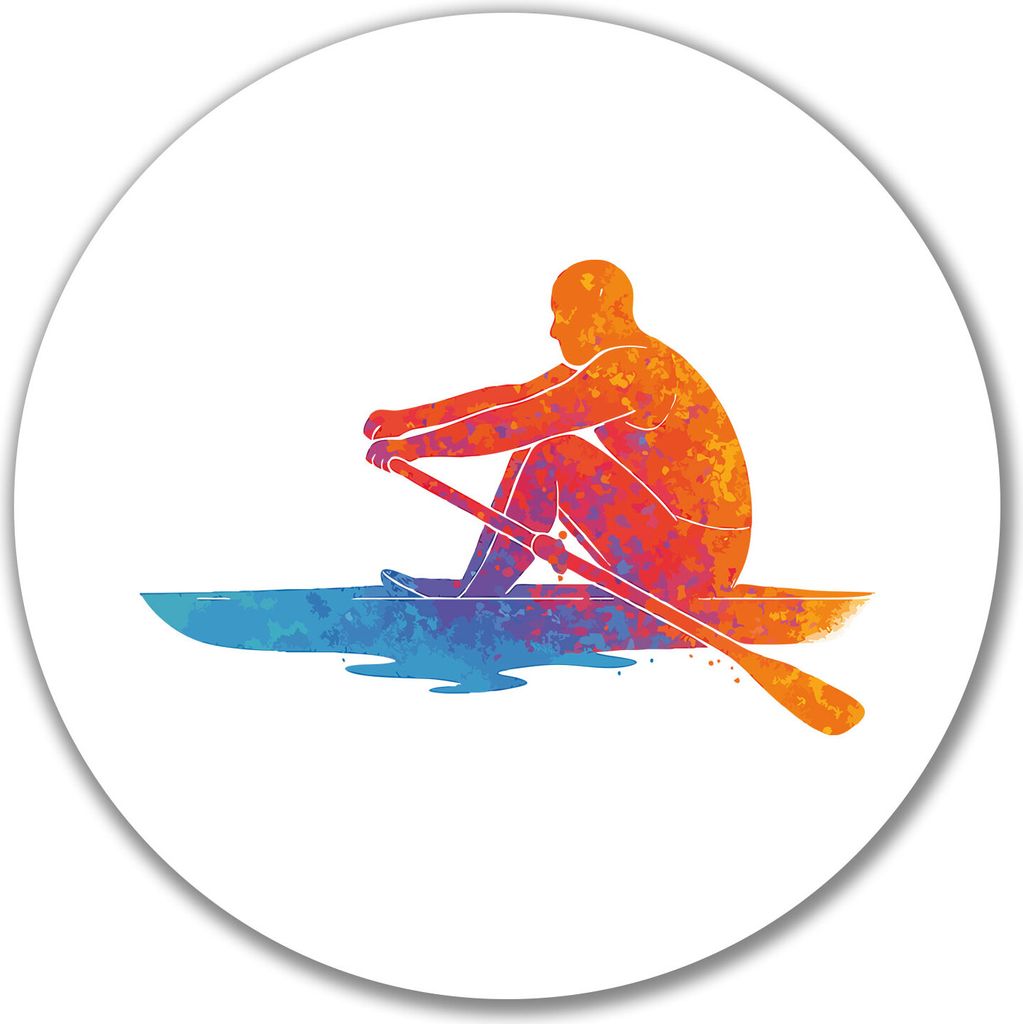 Huuraa Aufkleber Rudern bunte Silhouette 10cm rund Sticker Geschenkidee