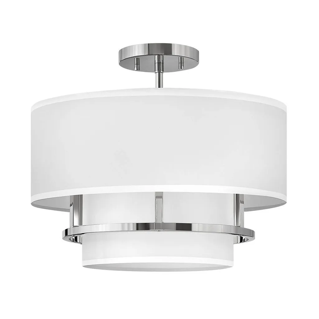 Lustre Graham Hinkley en Nickel Poli 3 x E14 avec Abat-jour en Tissu
