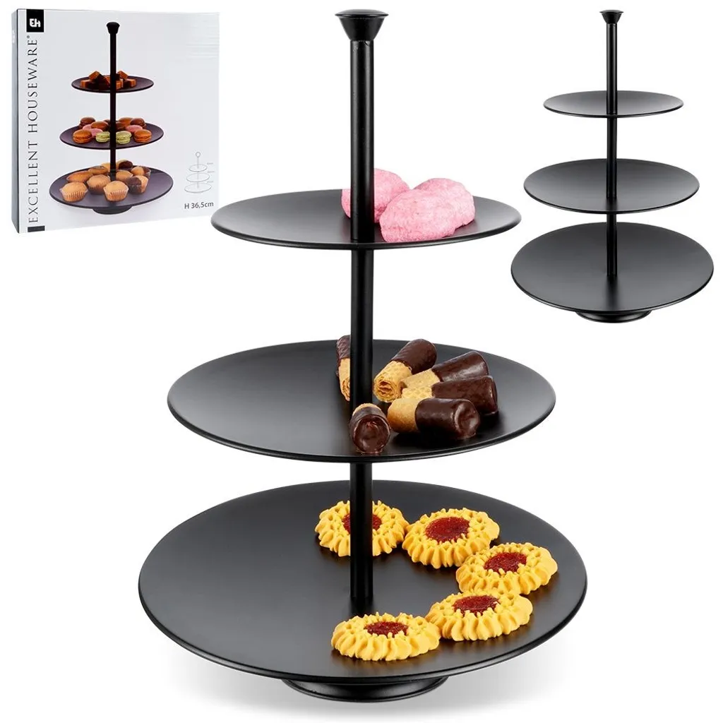 Gagnez de la place sur table avec ce plateau de service 3 niveaux 36,5 cm