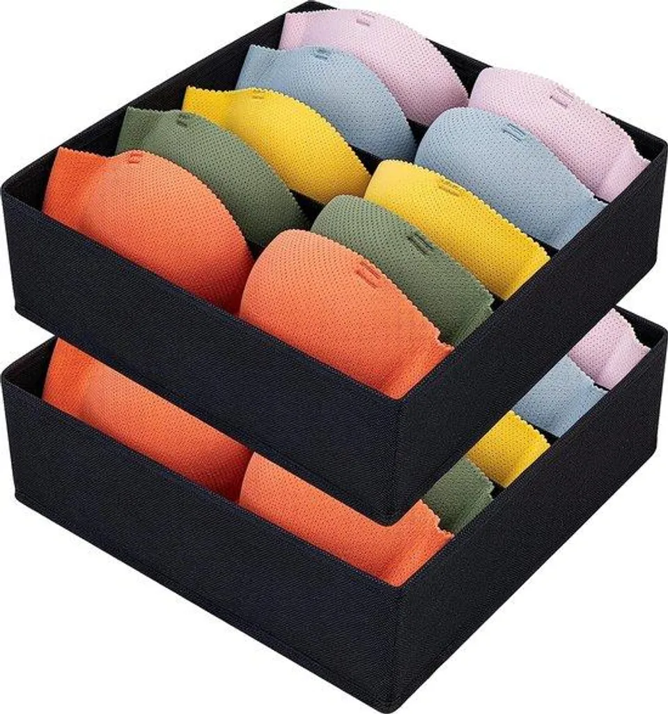 Rangement tiroir pour sous-vêtements et chaussettes, lot de 2 boîtes