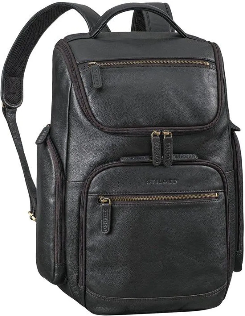 Sac à dos informatique en cuir noir grand format ventilé Rugzack