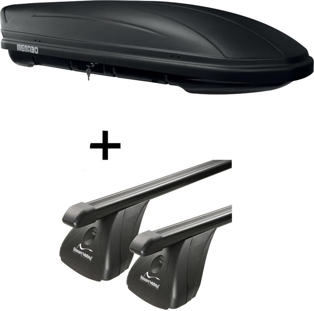 Dachbox MAA 400 Liter matt + Dachträger VDP Stahl kompatibel mit für Peugeot 308 5 Türer ab 2013