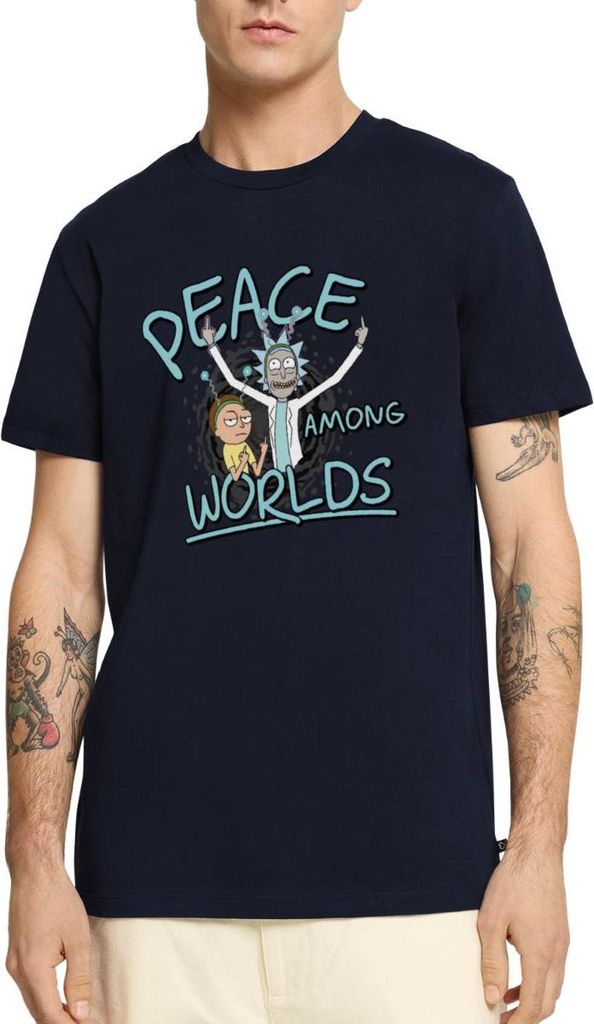 Spreadshirt Rick & Morty Peace Among Worlds Männer Premium T-Shirt, XL, Navy