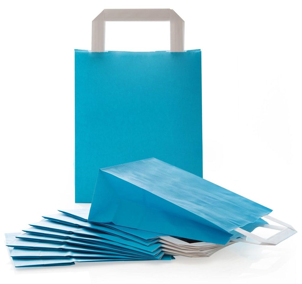 10 kleine blau türkis Papiertüte Papiertasche Geschenktüte 18 x 8 x 22 cm Geschenkbeutel Verpackung Geschenke Mitgebsel give-away Geschenksäckc...