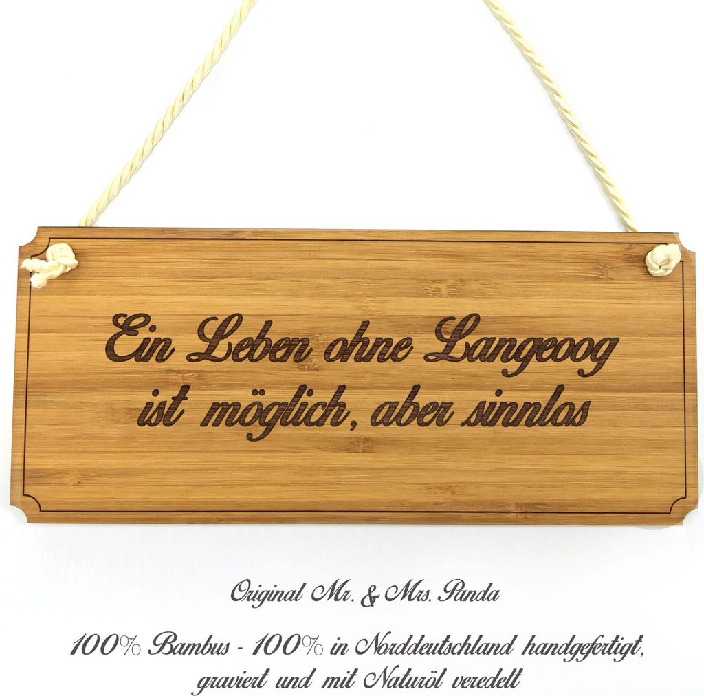 Mr. & Mrs. Panda Werbeschild Langeoog - Geschenk, Schild, Wegweiser, Hinweisschild, Landhaus, Türschild, Graviert, Geschenkidee, Eingangsschild, S...
