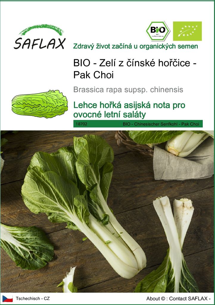 SAFLAX - BIO - Zelí z čínské hořčice - Pak Choi - Brassica Obrázek produktu 