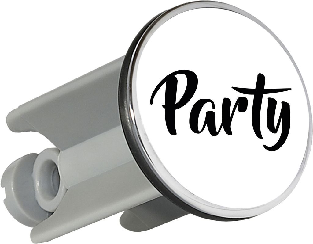 Huuraa Waschbeckenstöpsel Party Schriftzug 4cm höhenverstellbar Abflussstopfen Geschenkidee