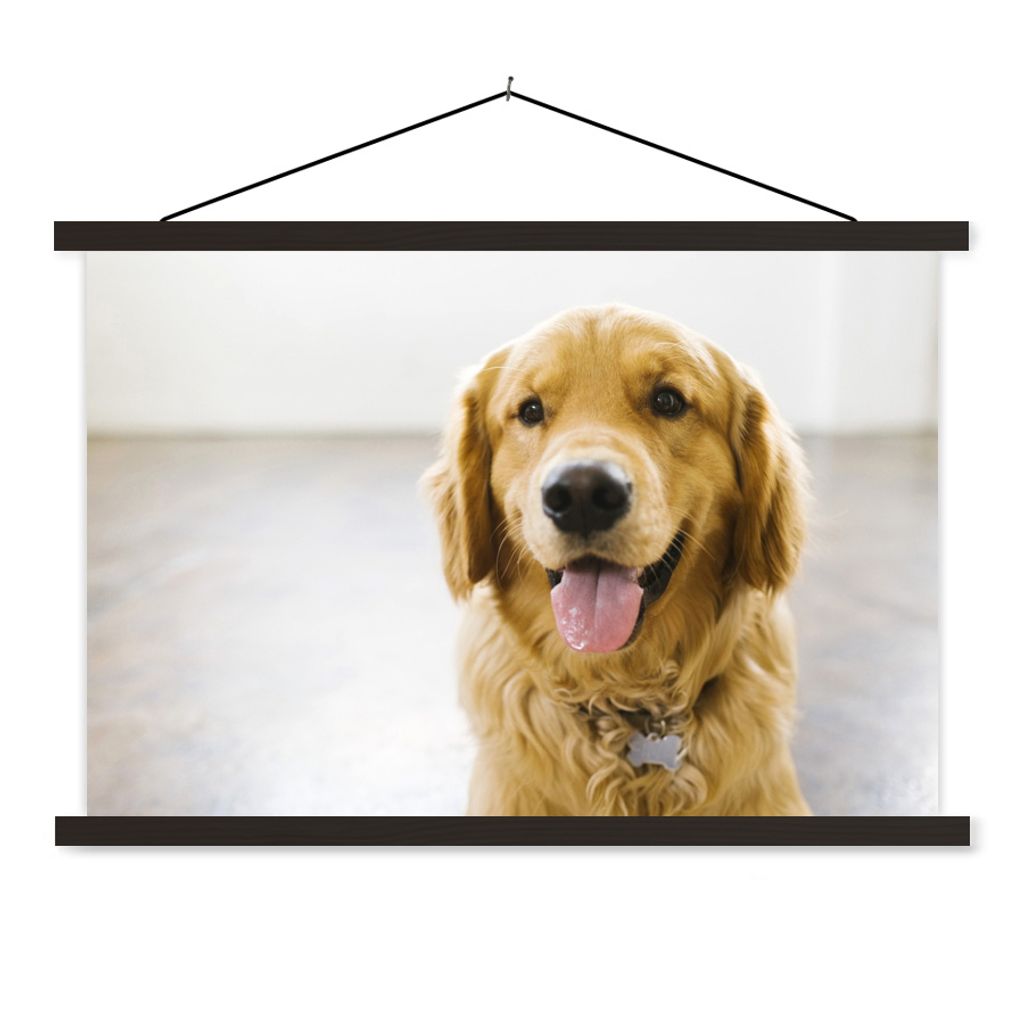 MuchoWow Textilposter Porträt eines superschönen Golden Retrievers 90x60 cm mit schwarzem Rahmen - Aufhängungssatz