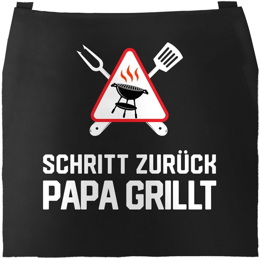 Grill-Schürze für Männer mit Spruch Schritt zurück Papa grillt Baumwoll-Schürze Grill-schürze Küchenschürze Moonworks schwarz unisize