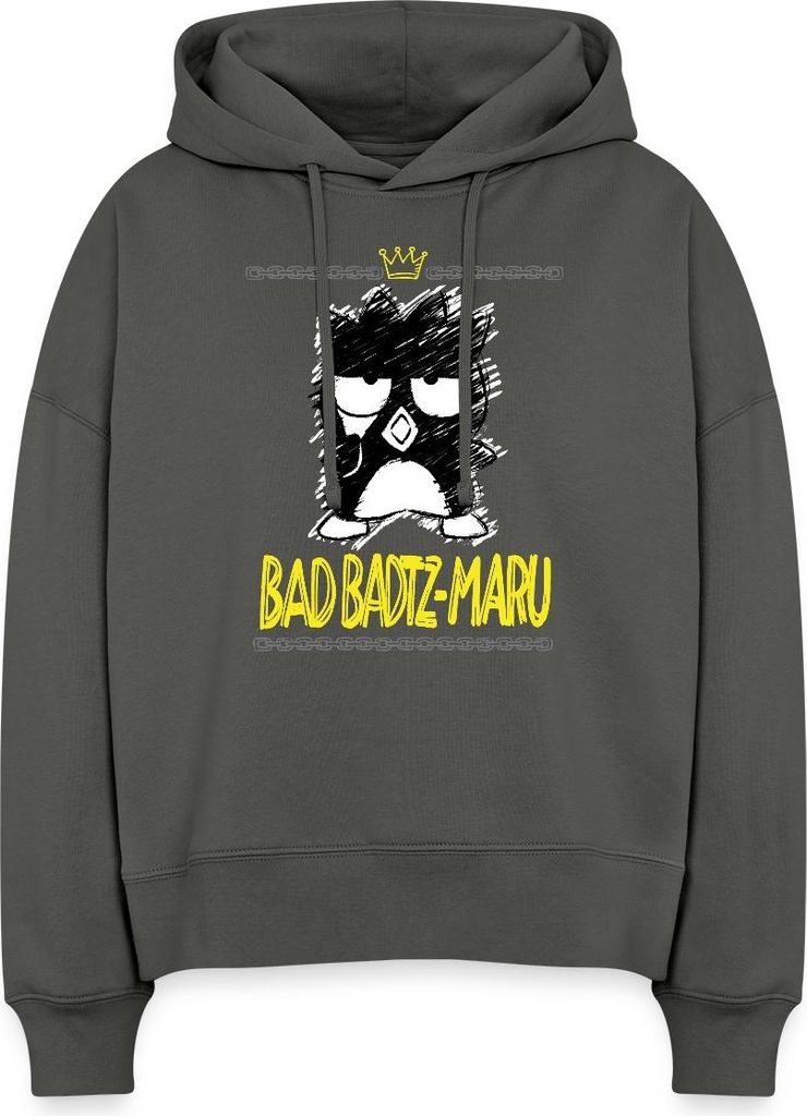 Spreadshirt Bad Badtz Maru Skizzen Stil Frauen Boxy Organic Hoodie, XL, Anthrazit