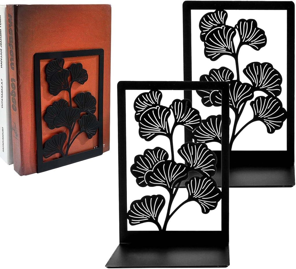 Rutschfeste, schwarze Buchstützen aus Metall für Büroregale, Bibliothek oder Schule; stabile Unterstützung für dicke und schwere Bücher