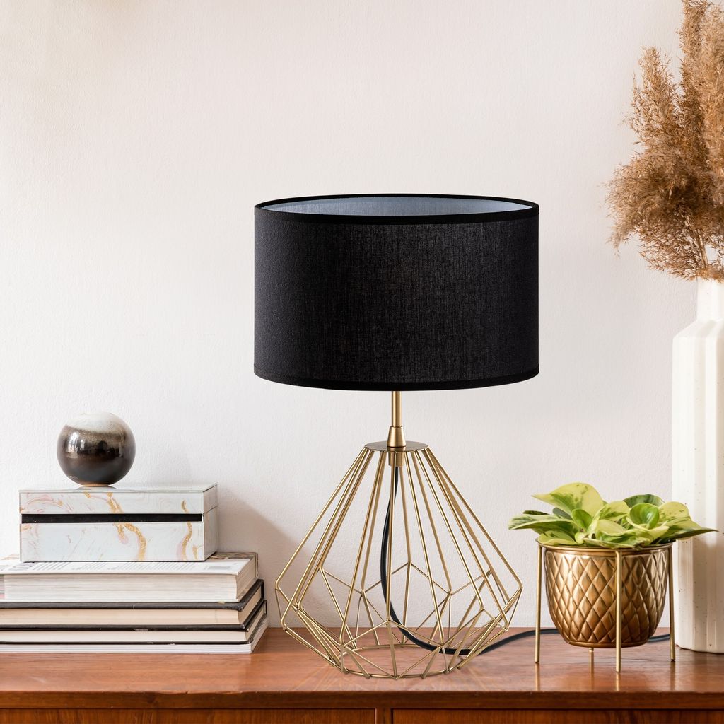 Opviq, Diamond - S-710, Tischlampe, Gold, METALLKÖRPER, 25 x 25 x 43 cm