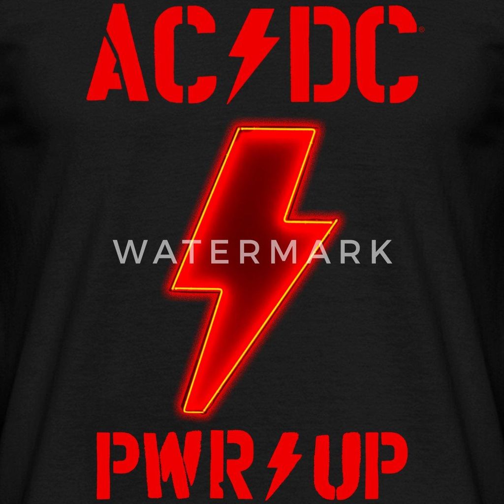 Spreadshirt AC/DC Power Up Tour Logo PWR/UP Mit Backprint Männer T-Shirt, XL, Schwarz