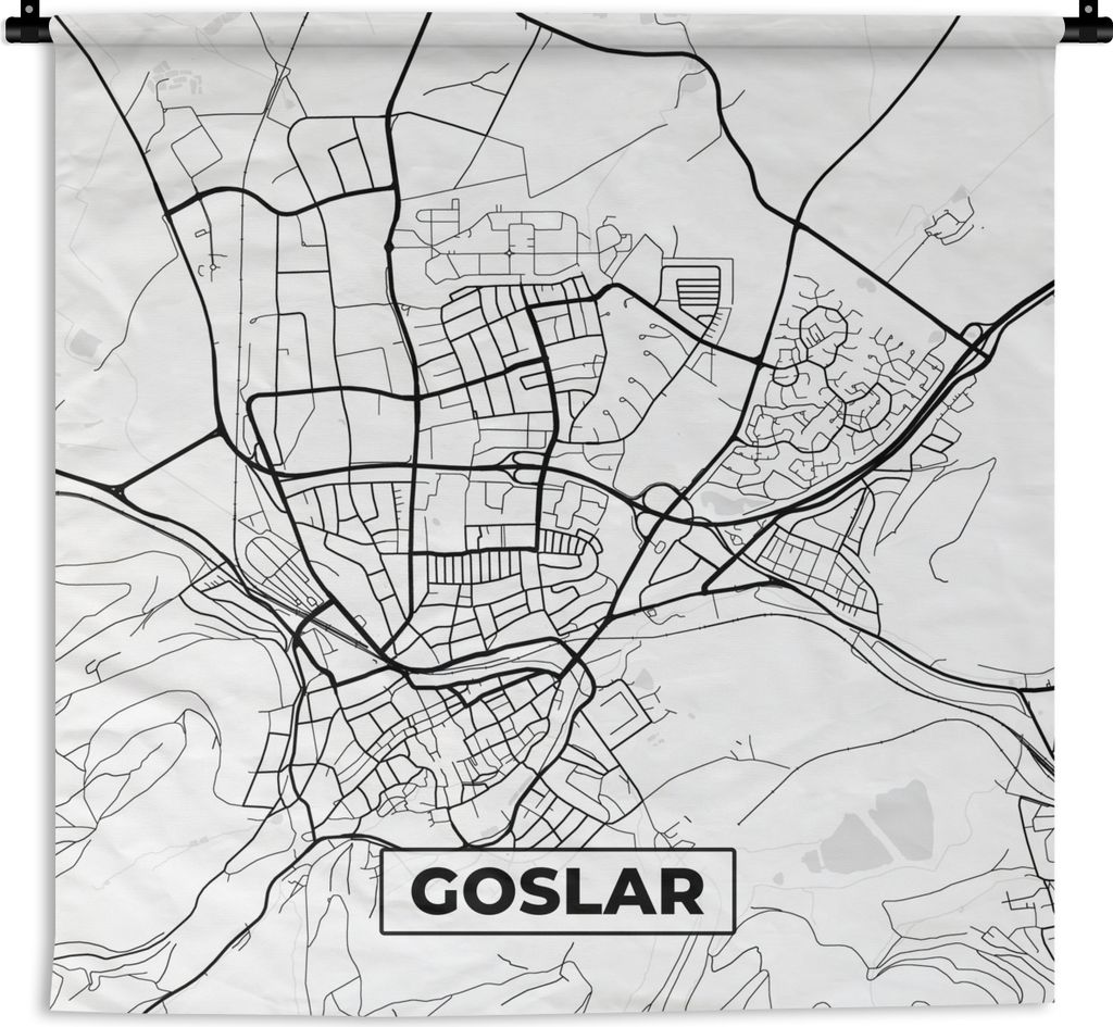 MuchoWow Wandteppich Wandbehang Karte - Goslar - Stadtplan 60x60 cm Tapisserie Dekoration Wandtuch - Dekorationen - Wand Decke