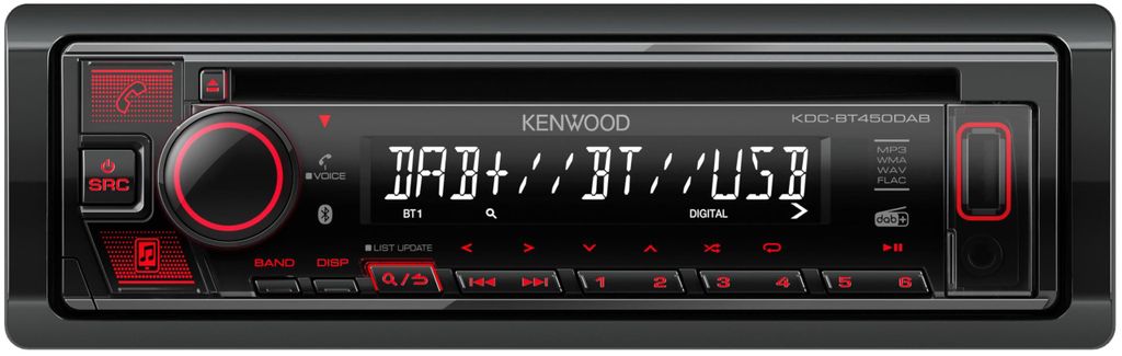 Kenwood KDC-BT450DAB, Schwarz, 1 DIN, 50 W, 4.0 Kanäle, 50 Produktbild 