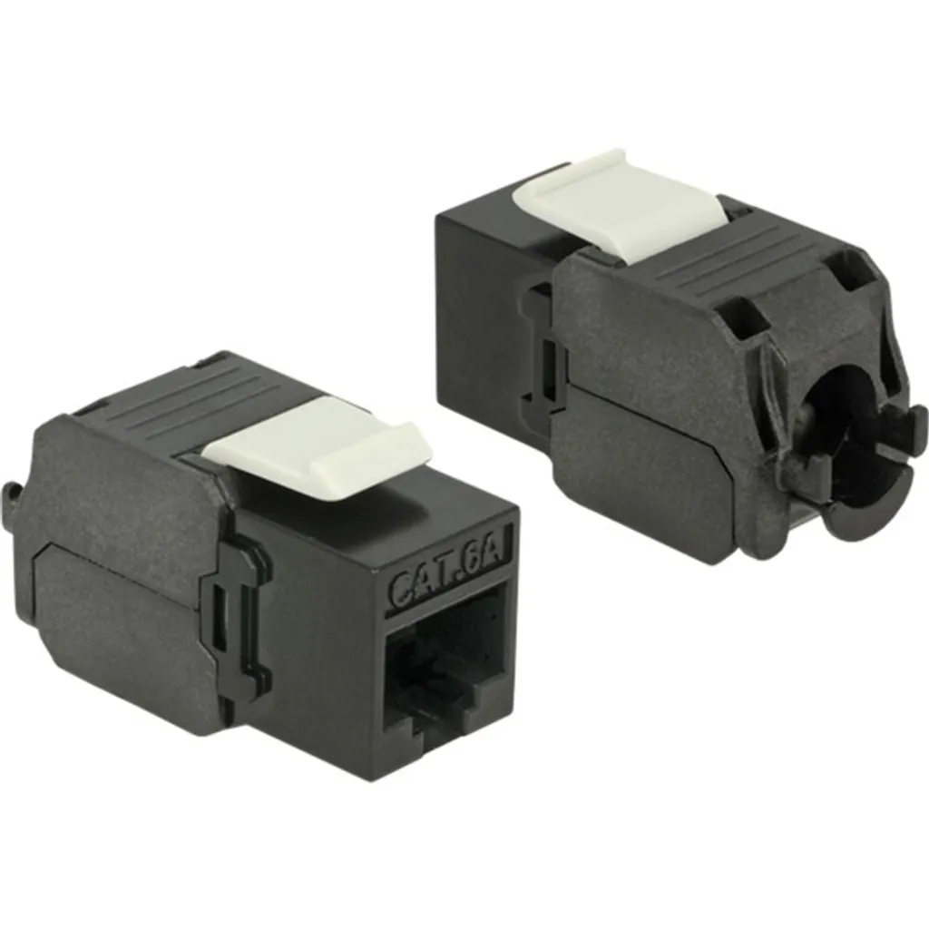 DELOCK Keystone RJ45 Cat6a Buchse 8P/8C schwarz ungeschirmt