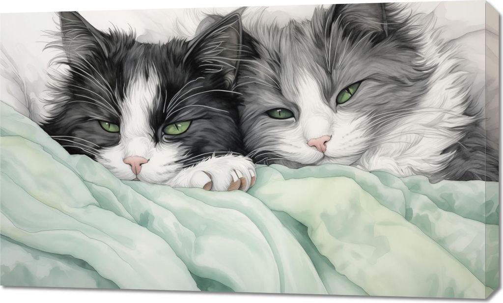 Bild 100x60cm Zwei Entspannte Katzen