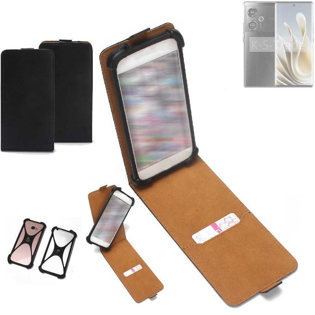 K-S-Trade Handyhülle Schutzhülle kompatibel mit Nubia Z50S Hülle Case Cover Flip Style Bumper schwarz 1x