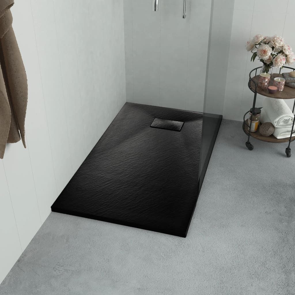 vidaXL Duschwanne SMC Schwarz 100×80 cm Produktbild 1