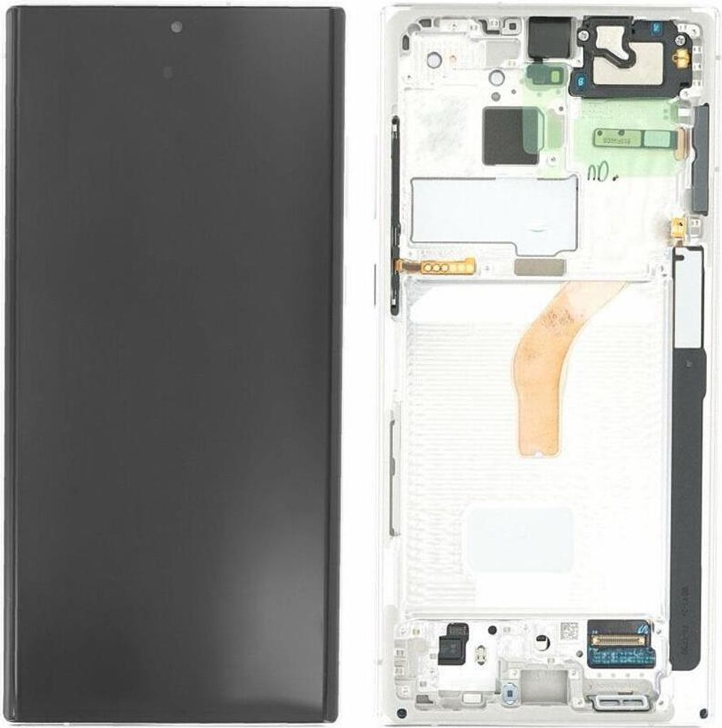 Original AMOLED Display Touchscreen Bildschirm & Rahmen Phantom Weiß für Samsung Galaxy S22 Ultra S908B
