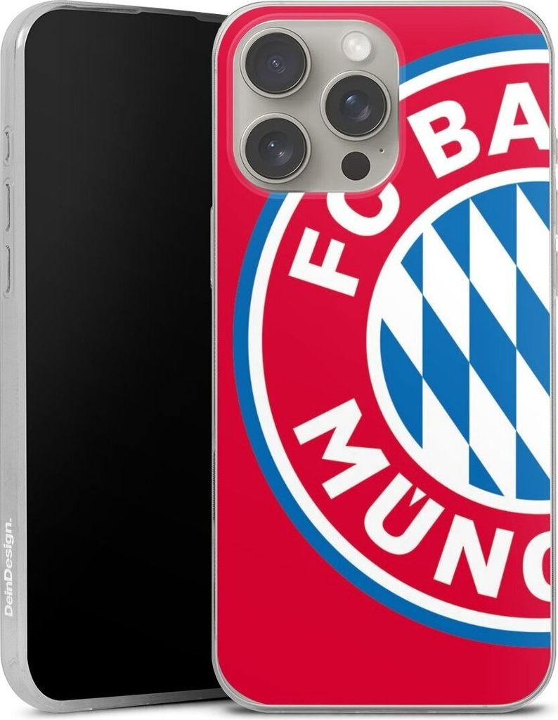 DeinDesign Slim Hülle für Apple iPhone 16 Pro Max Silikon Case Ultra Dünn Handyhülle FC Bayern München FCB Offizielles Lizenzprodukt
