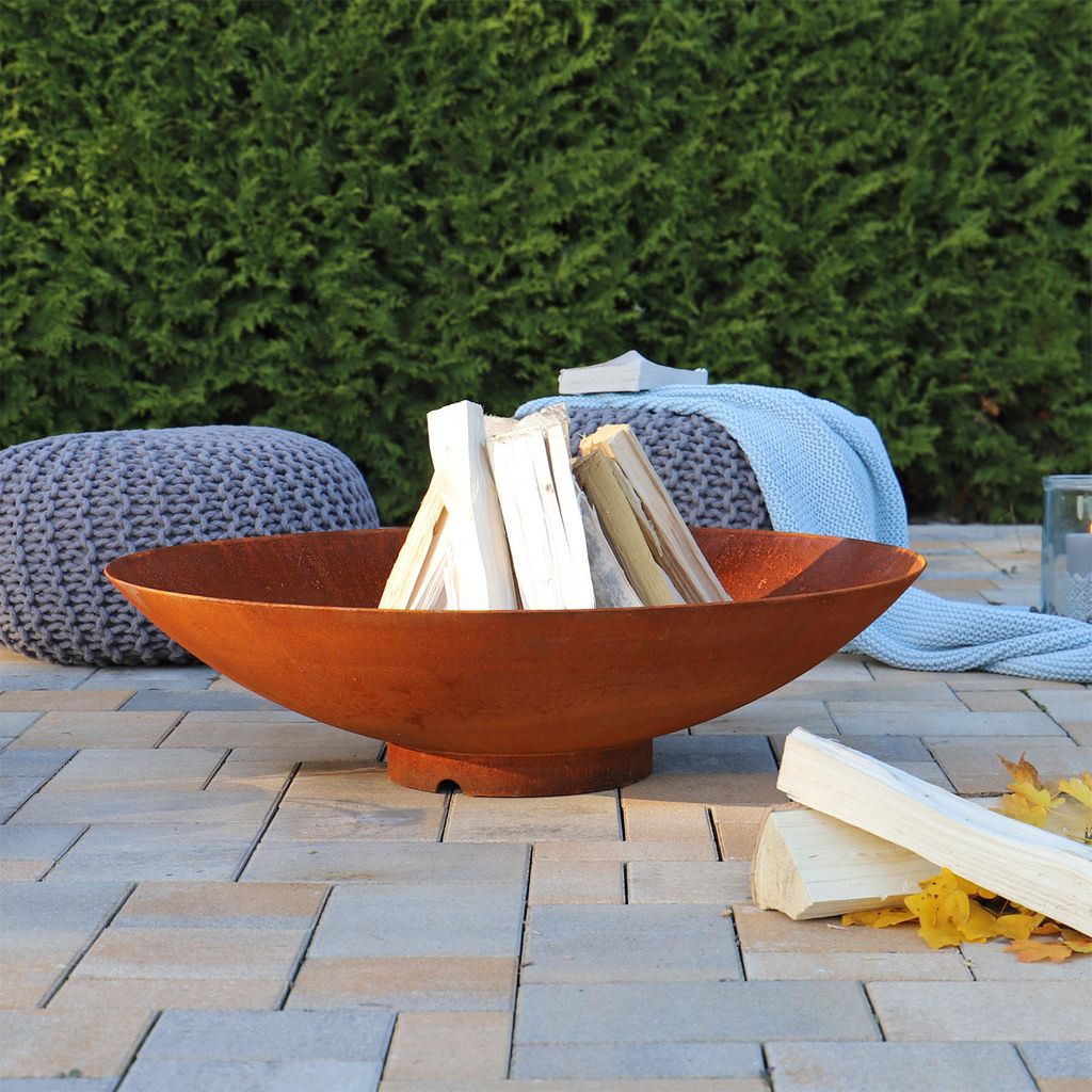 CLGarden 80cm Feuerschale robust aus 2,5mm Cortenstahl CFS80 Germany Rost Schale Feuerstelle rund 80 groß